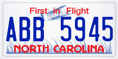 NC license plate ABB5945