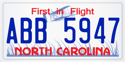NC license plate ABB5947