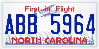 NC license plate ABB5964