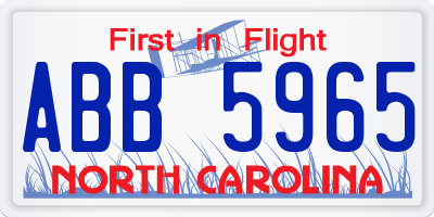 NC license plate ABB5965