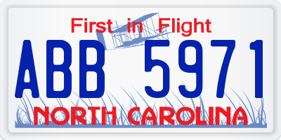 NC license plate ABB5971