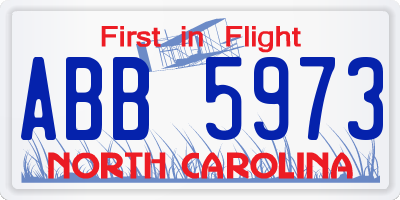 NC license plate ABB5973