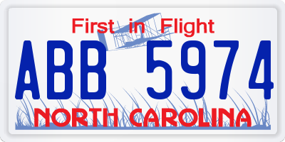 NC license plate ABB5974