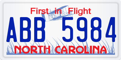NC license plate ABB5984