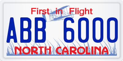 NC license plate ABB6000