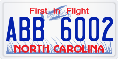 NC license plate ABB6002