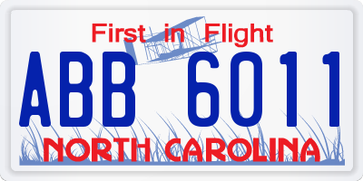 NC license plate ABB6011