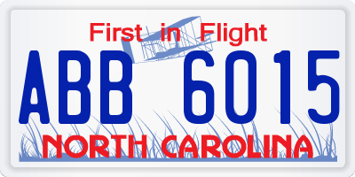 NC license plate ABB6015