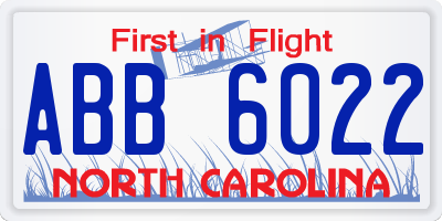 NC license plate ABB6022