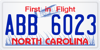 NC license plate ABB6023