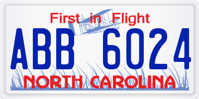 NC license plate ABB6024