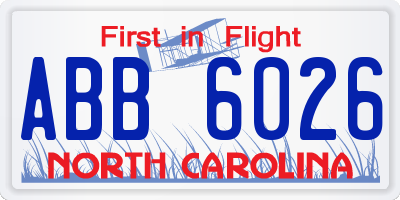 NC license plate ABB6026