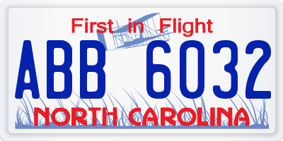 NC license plate ABB6032