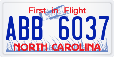 NC license plate ABB6037