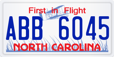 NC license plate ABB6045