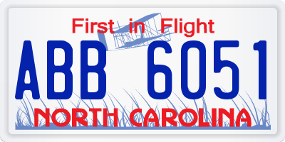 NC license plate ABB6051