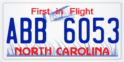 NC license plate ABB6053