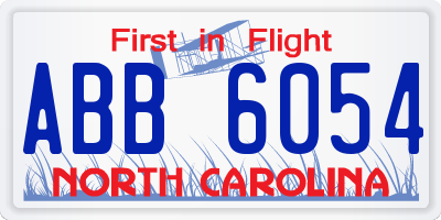 NC license plate ABB6054