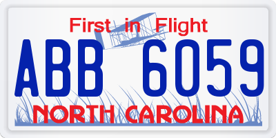 NC license plate ABB6059