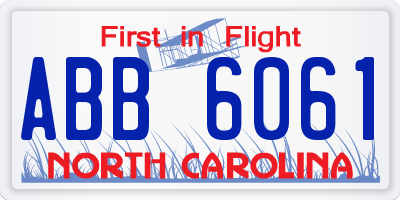 NC license plate ABB6061