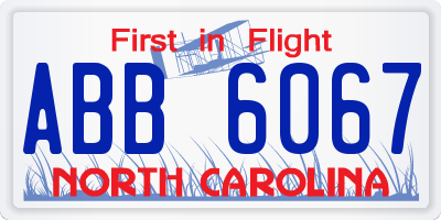 NC license plate ABB6067