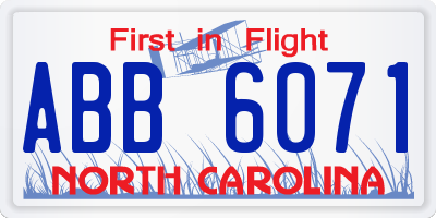 NC license plate ABB6071