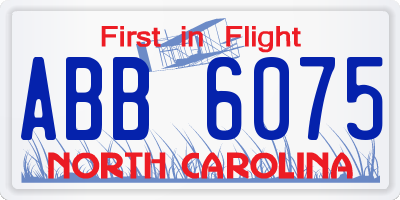 NC license plate ABB6075