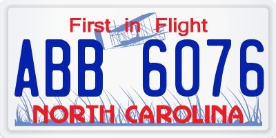 NC license plate ABB6076