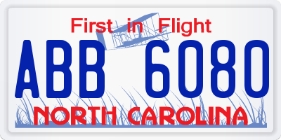 NC license plate ABB6080