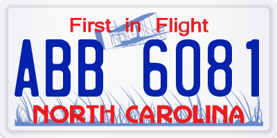 NC license plate ABB6081
