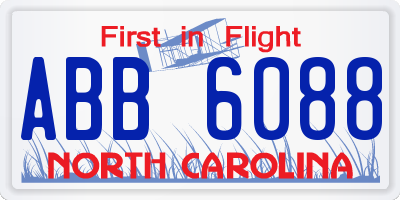 NC license plate ABB6088