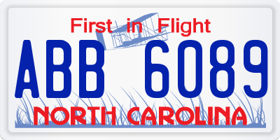NC license plate ABB6089