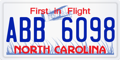 NC license plate ABB6098