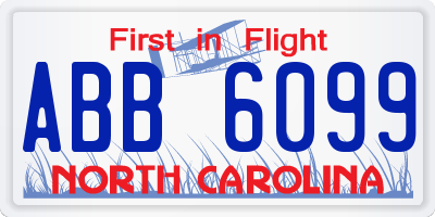 NC license plate ABB6099