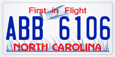 NC license plate ABB6106