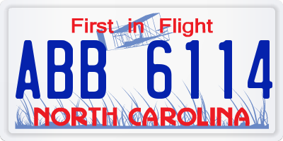 NC license plate ABB6114