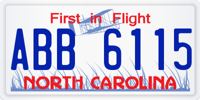 NC license plate ABB6115