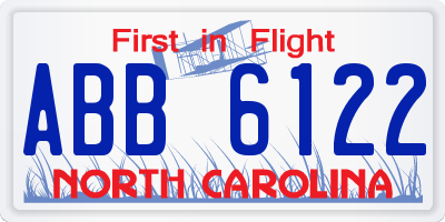 NC license plate ABB6122