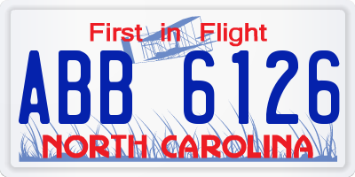 NC license plate ABB6126