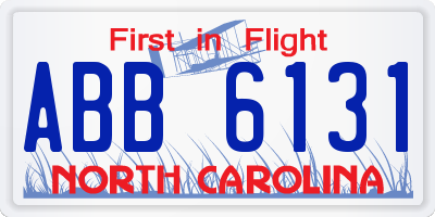 NC license plate ABB6131