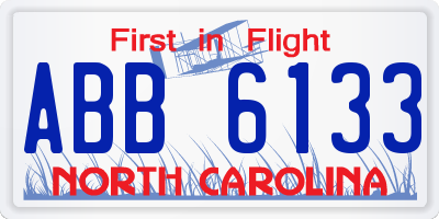 NC license plate ABB6133