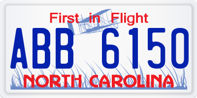 NC license plate ABB6150