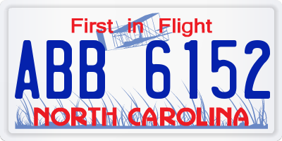 NC license plate ABB6152
