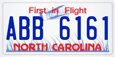 NC license plate ABB6161