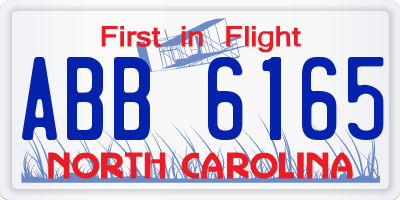 NC license plate ABB6165