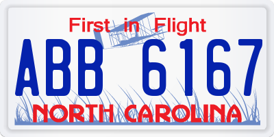 NC license plate ABB6167
