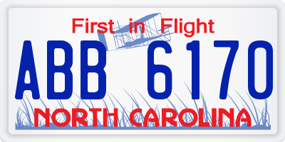 NC license plate ABB6170