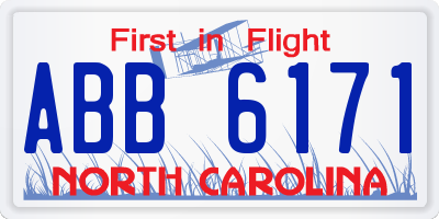 NC license plate ABB6171