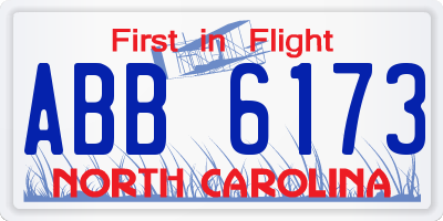 NC license plate ABB6173