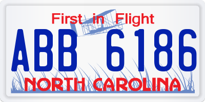 NC license plate ABB6186
